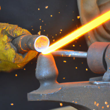 création L'artisan use un chalumeau pour façonner un métal, des étincelles s'échappent.